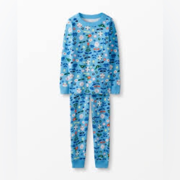 Hanna Andersson blue floral pajama set size 5 organic cotton - Picture 1 of 4